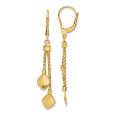 Belk & Co 14K Yellow Gold Polished and Brushed Dangle Leverback Earrings