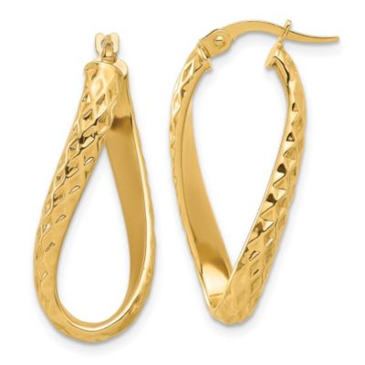 Belk & Co 14K Yellow Gold Polished and Diamond-cut Twist Hoop Earrings