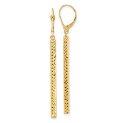 Belk & Co 14K Yellow Gold Polished and Diamond-cut Bar Dangle Leverback Earrings