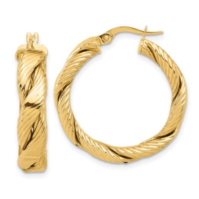 Belk & Co 14K Yellow Gold Polished and Textured Braided Hoop Earrings