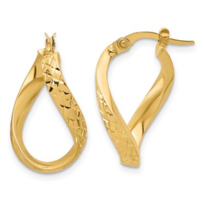 Belk & Co 14K Yellow Gold Polished and Diamond-cut Twist Hoop Earrings