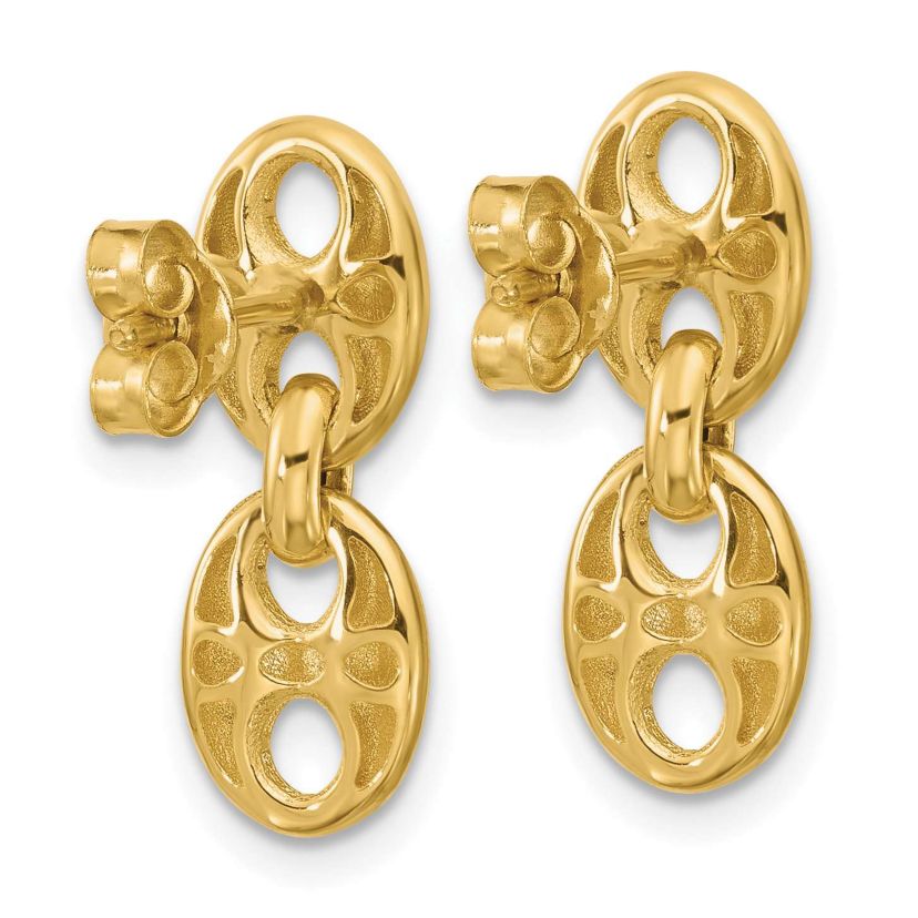 14K Yellow Gold Polished Hollow Dangle post Earrings