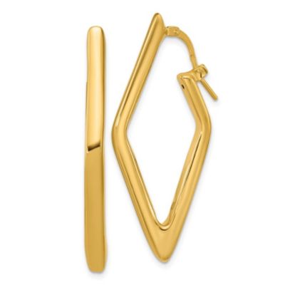 Belk & Co 14K Yellow Gold Polished Hollow Diamond Shape Hoop Earrings