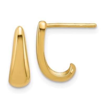 Belk & Co 14K Yellow Gold Polished J-Hoop Post Earrings