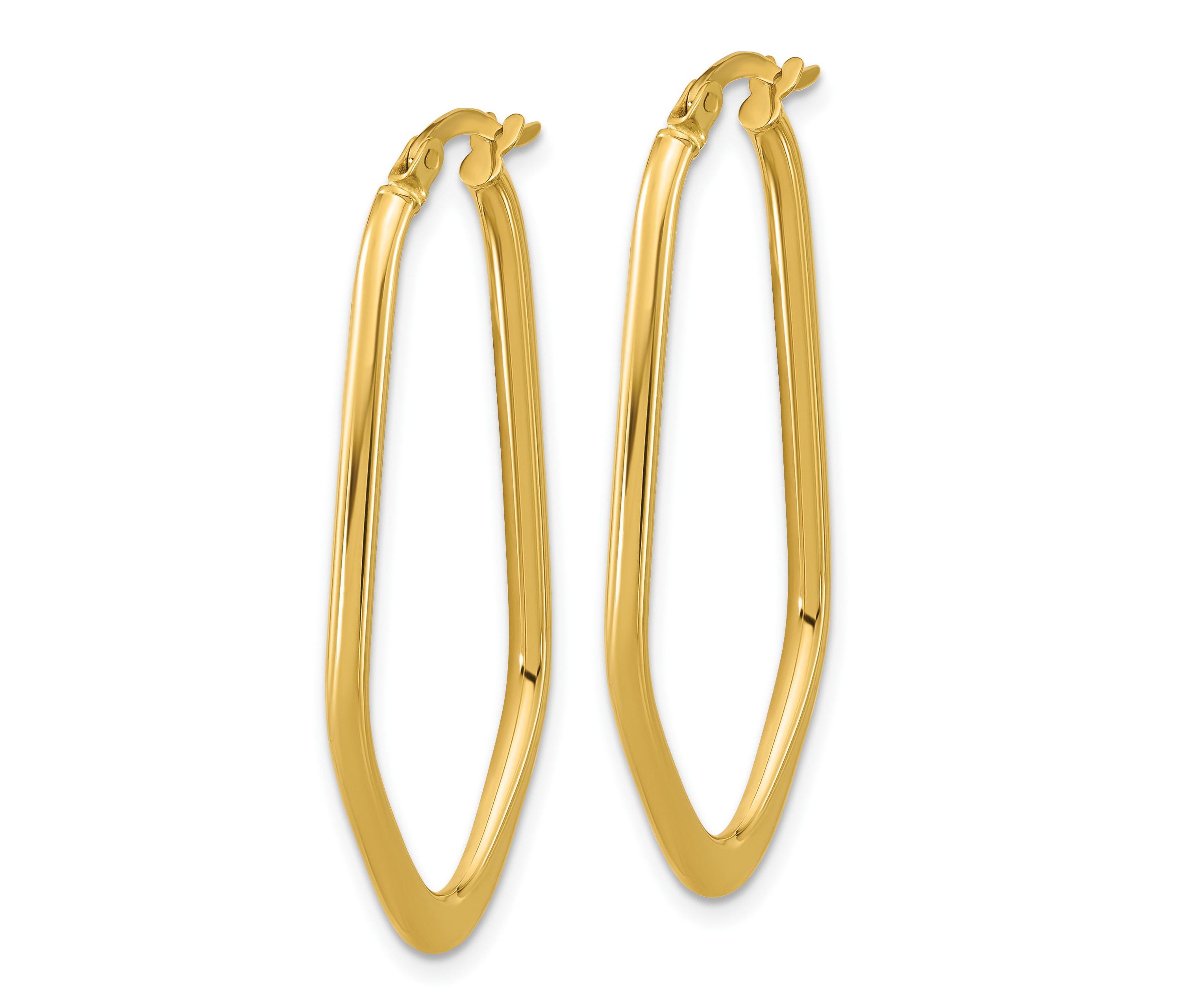 14K Yellow Gold Polished Oval Hoop Earrings