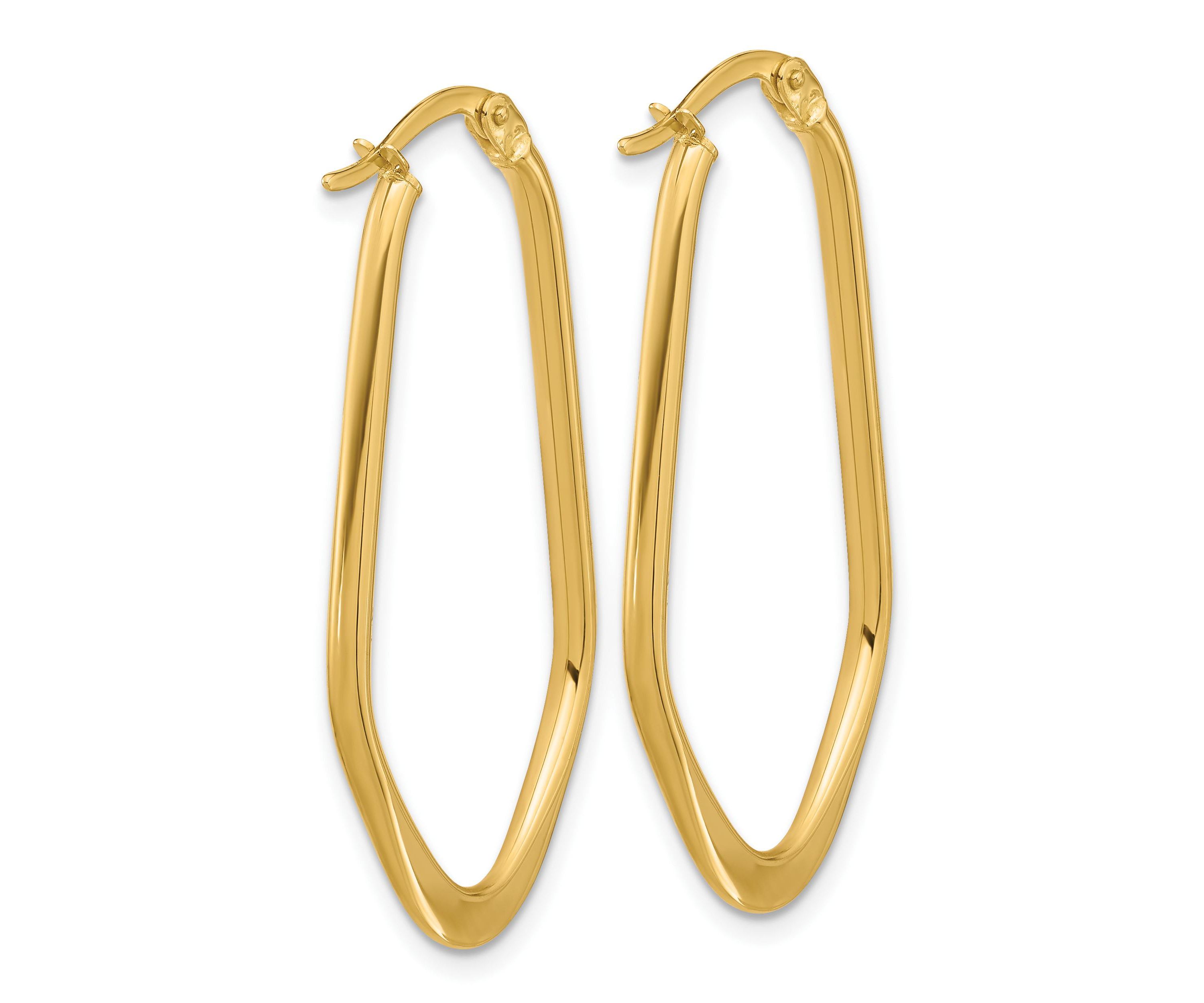 14K Yellow Gold Polished Oval Hoop Earrings