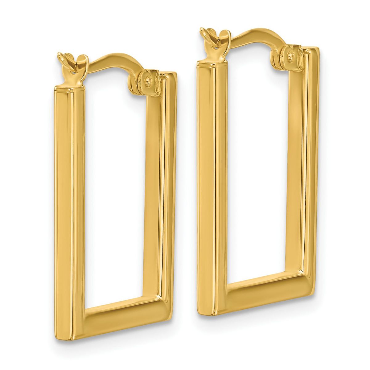 14K Yellow Gold Polished Rectangle Hoop Earrings