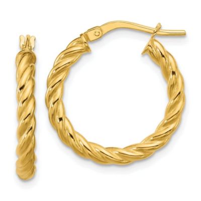 Belk & Co 14K Yellow Gold Polished and Twisted Round Hoop Earrings