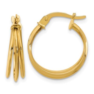 Belk & Co 14K Yellow Gold Polished 3-row Round Hoop Earrings