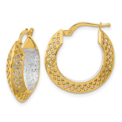 Belk & Co 14K Two-tone Polished and Diamond-cut Hoop Earrings, Yellow