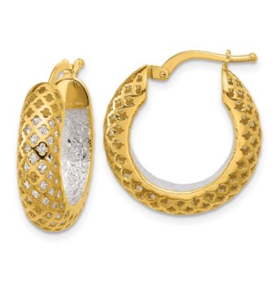 Belk & Co 14K Two-tone Polished and Diamond-cut Hoop Earrings