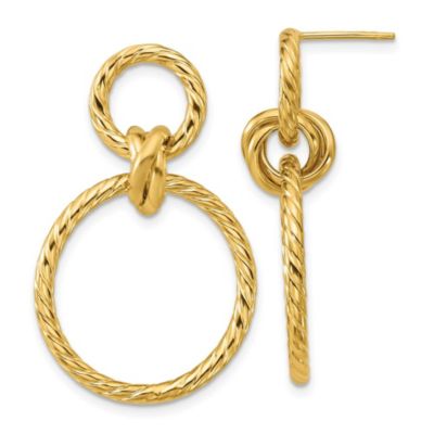 Belk & Co 14K Yellow Gold Polished and Twisted Circles Dangle Post Earrings