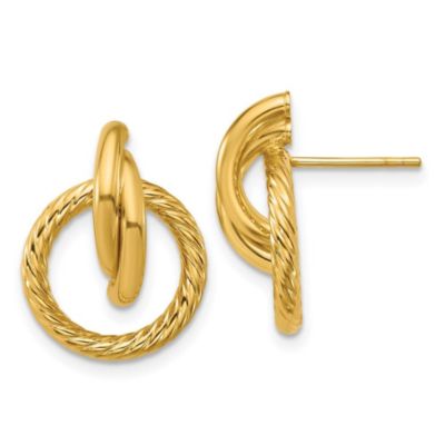 Belk & Co 14K Yellow Gold Polished and Twisted Circles Drop Post Earrings