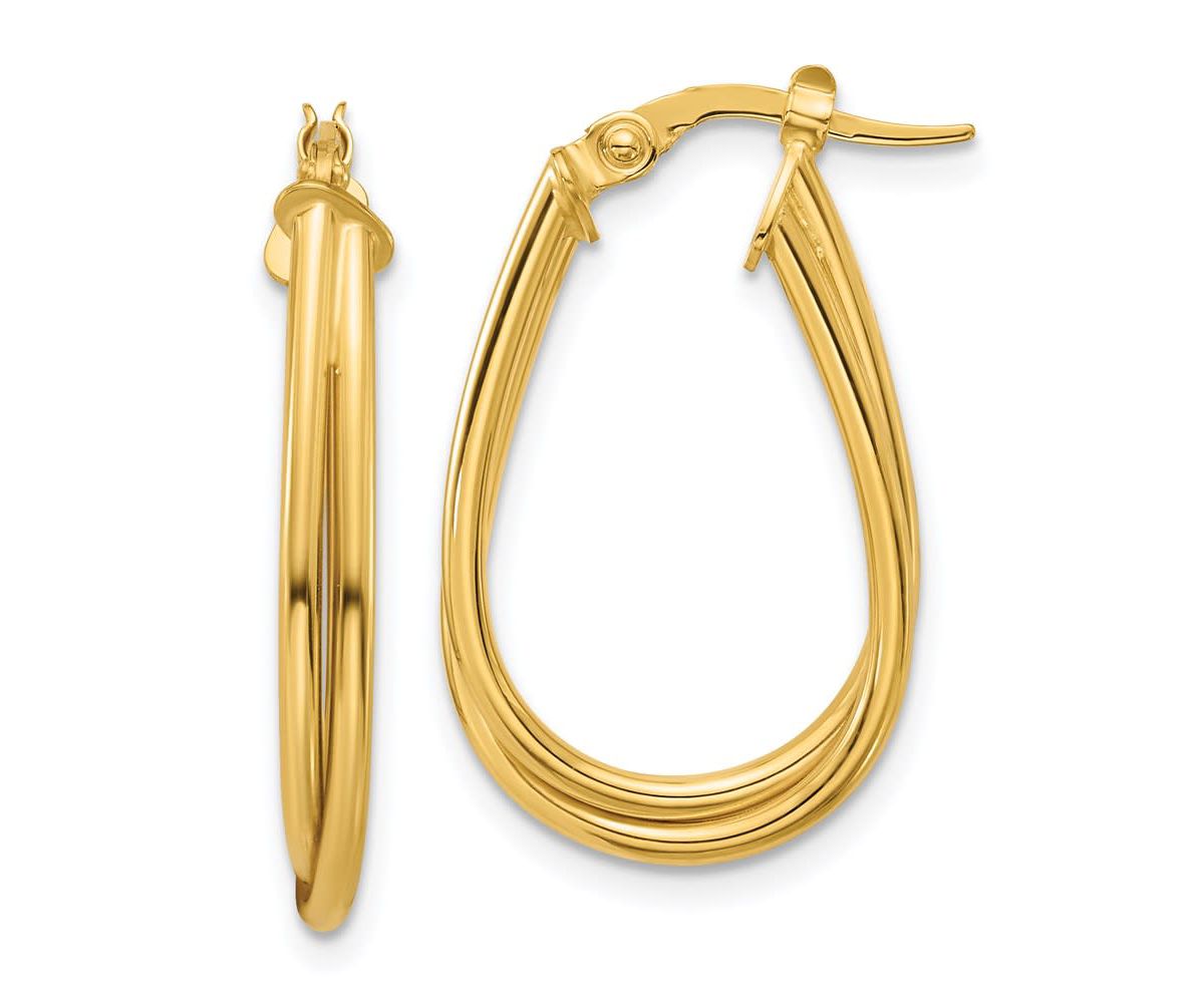14K Yellow Gold Polished Twisted Hoop Earrings