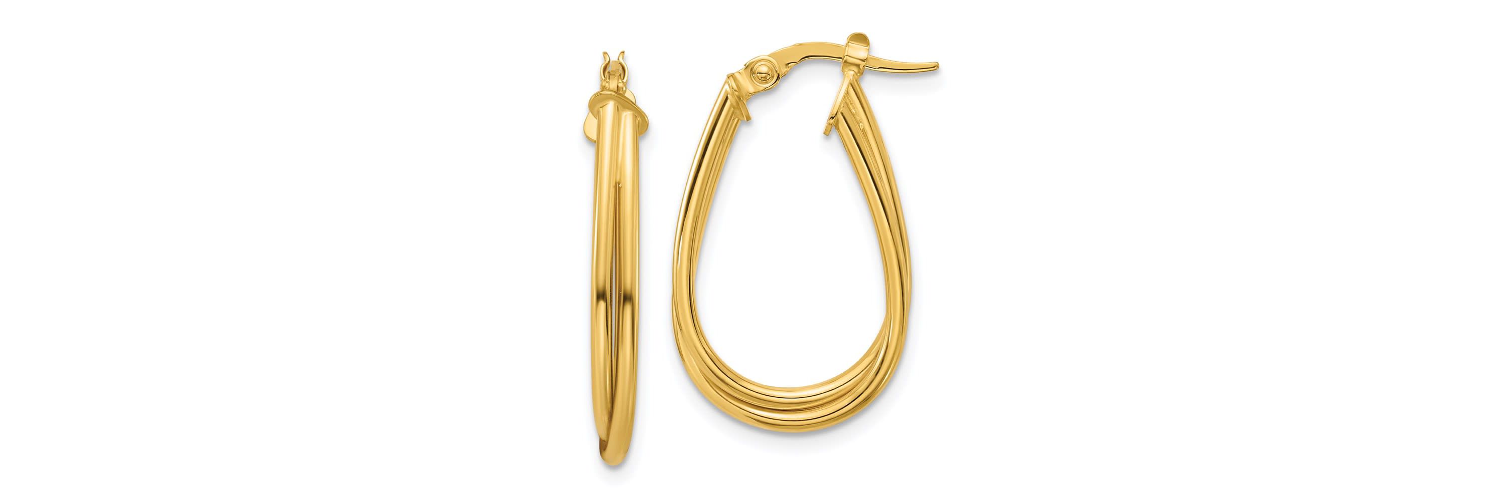 14K Yellow Gold Polished Twisted Hoop Earrings