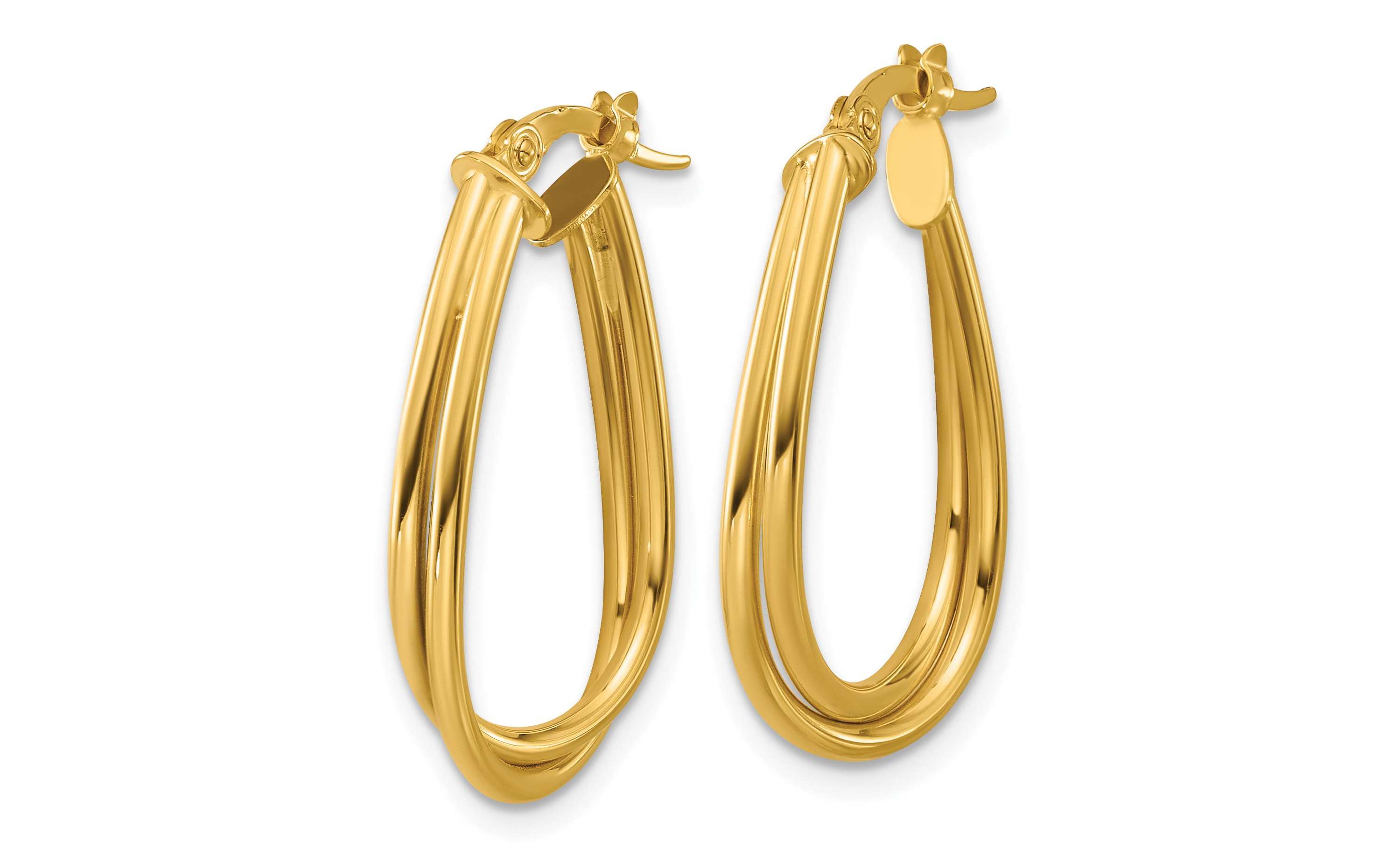 14K Yellow Gold Polished Twisted Hoop Earrings
