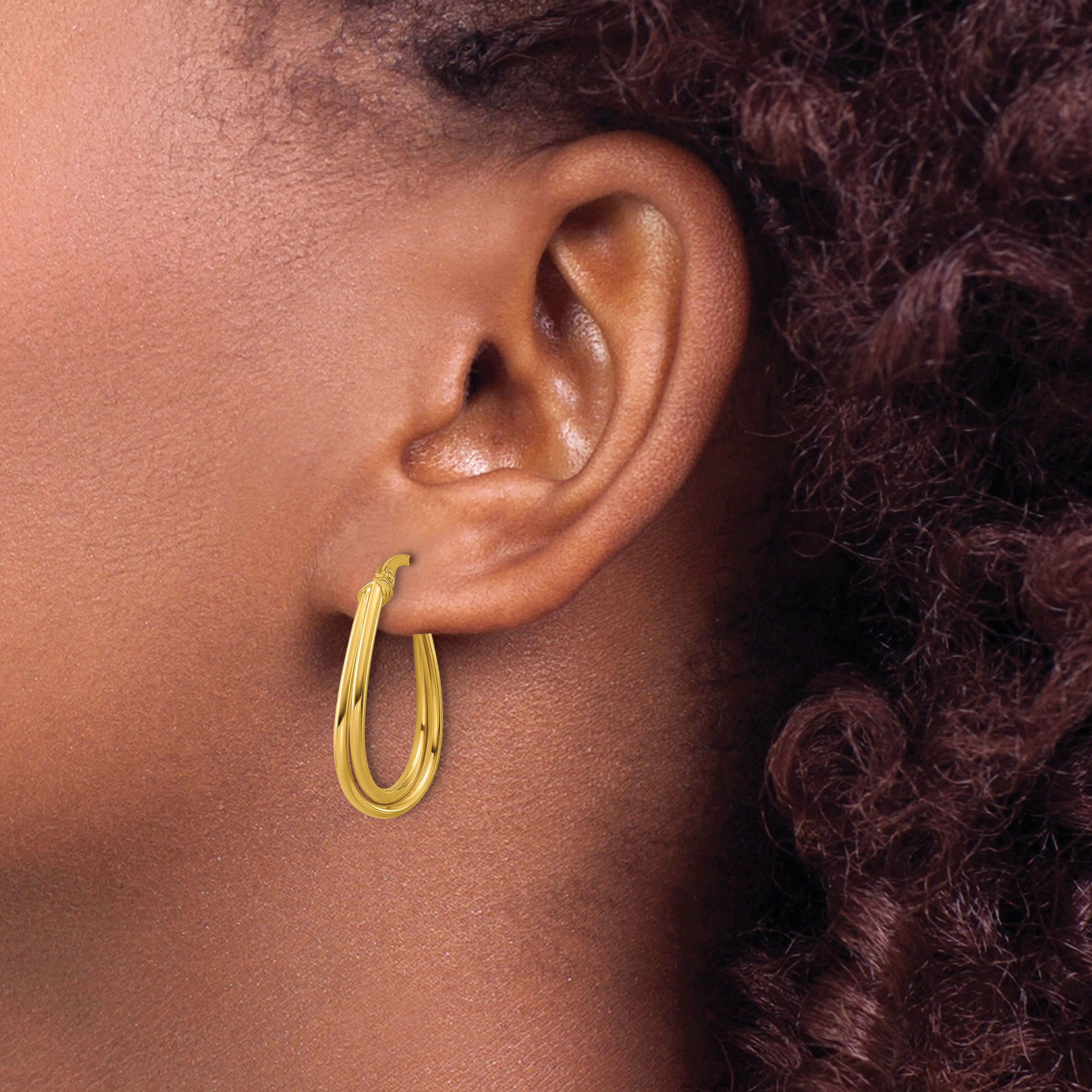 14K Yellow Gold Polished Twisted Hoop Earrings