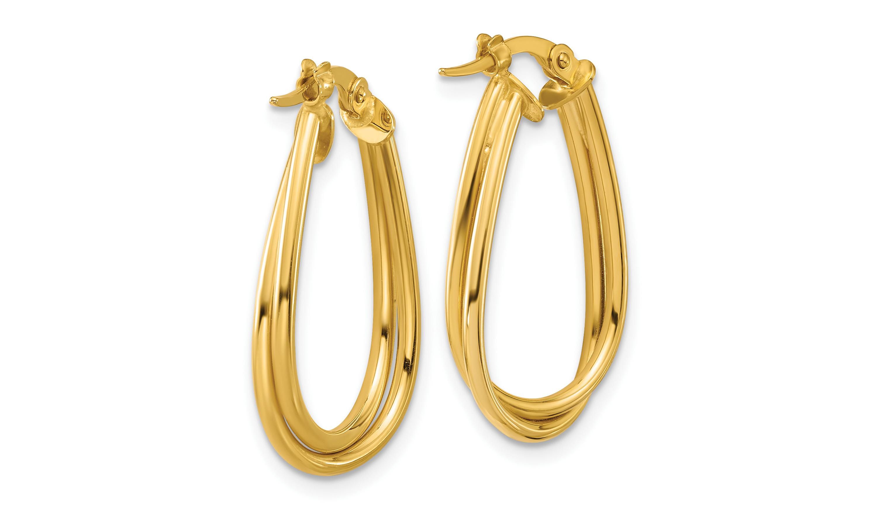 14K Yellow Gold Polished Twisted Hoop Earrings