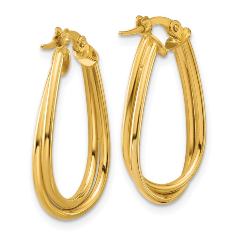 14K Yellow Gold Polished Twisted Hoop Earrings