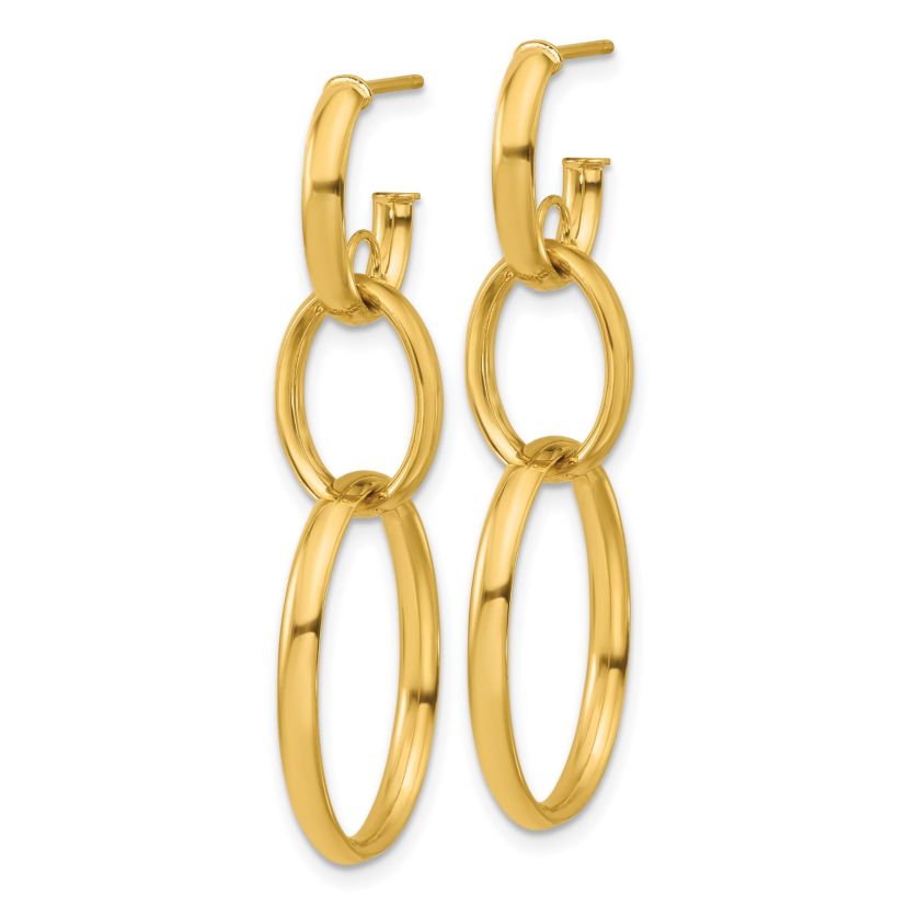 14K Yellow Gold Polished Oval Link Post Earrings