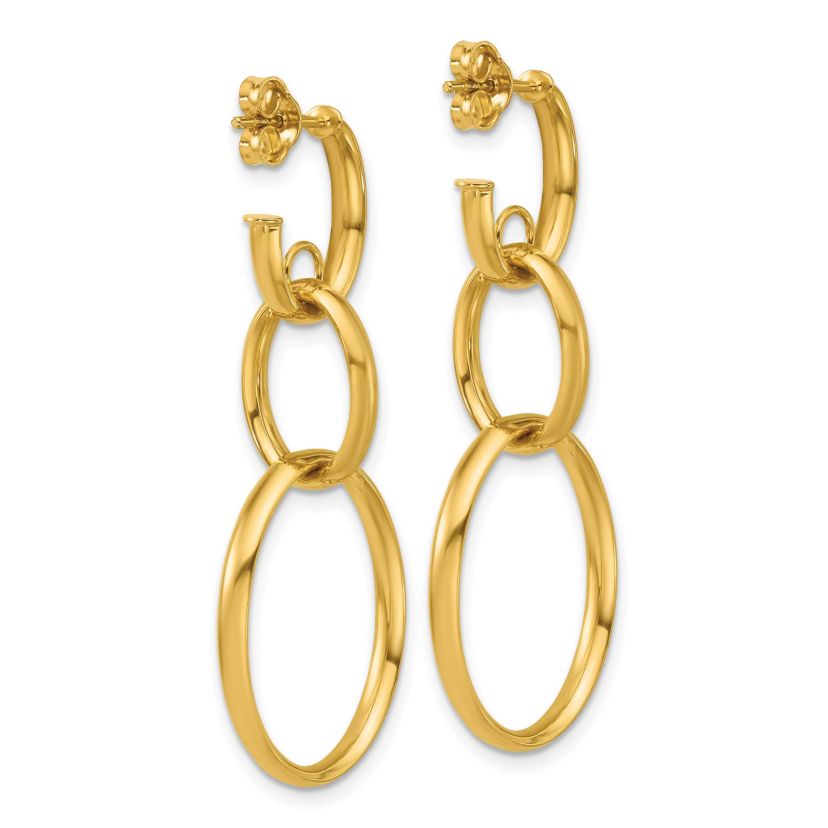 14K Yellow Gold Polished Oval Link Post Earrings