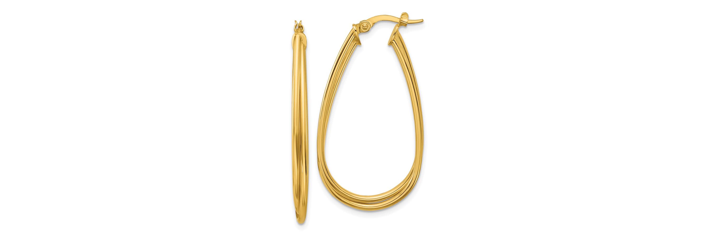 14K Yellow Gold Polished Twist Hoop Earrings