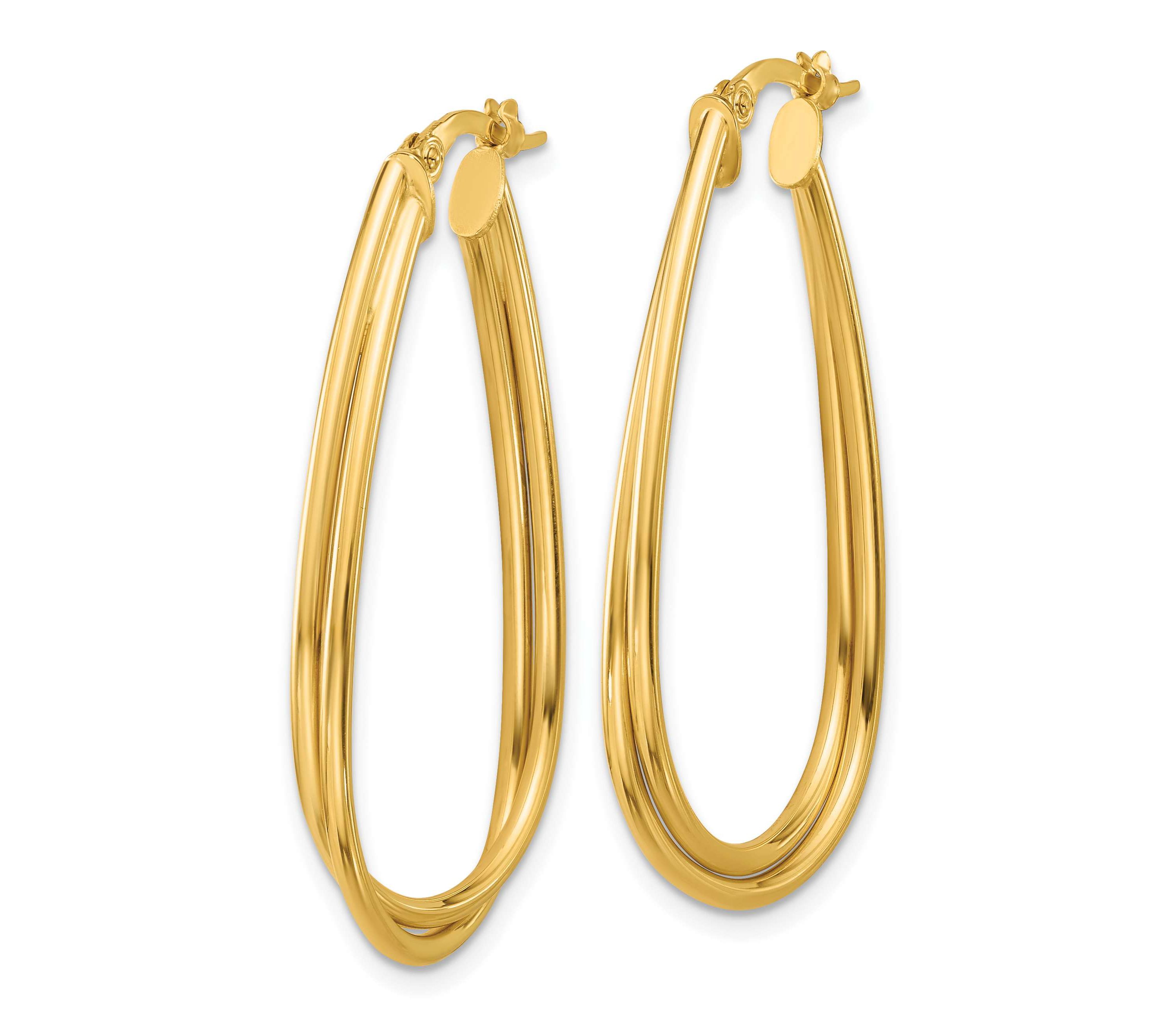 14K Yellow Gold Polished Twist Hoop Earrings