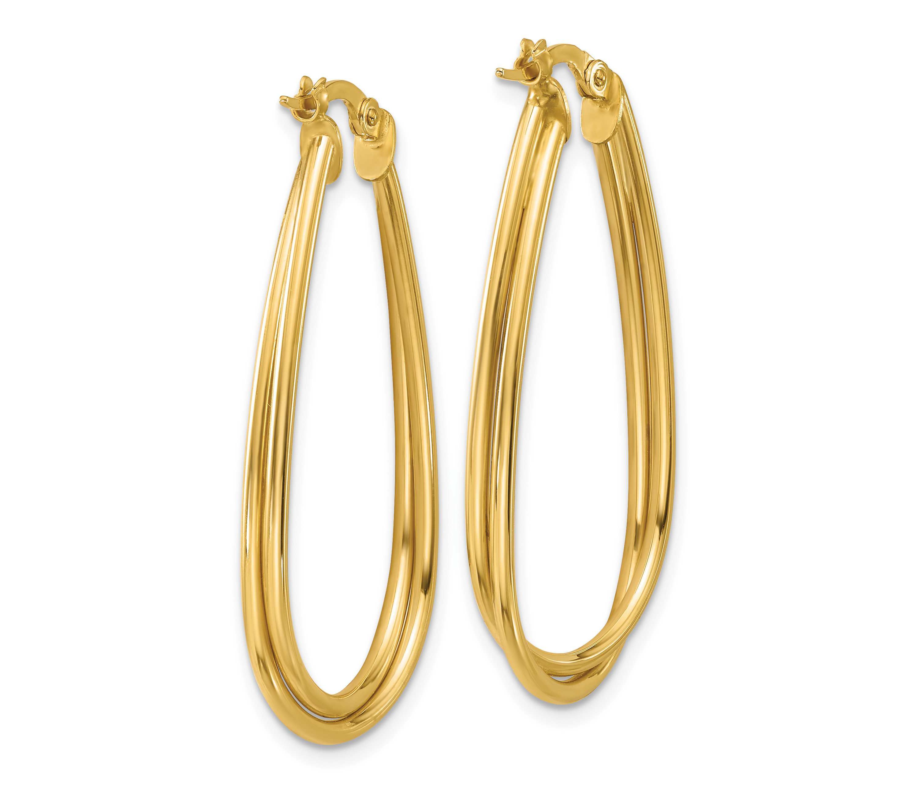 14K Yellow Gold Polished Twist Hoop Earrings