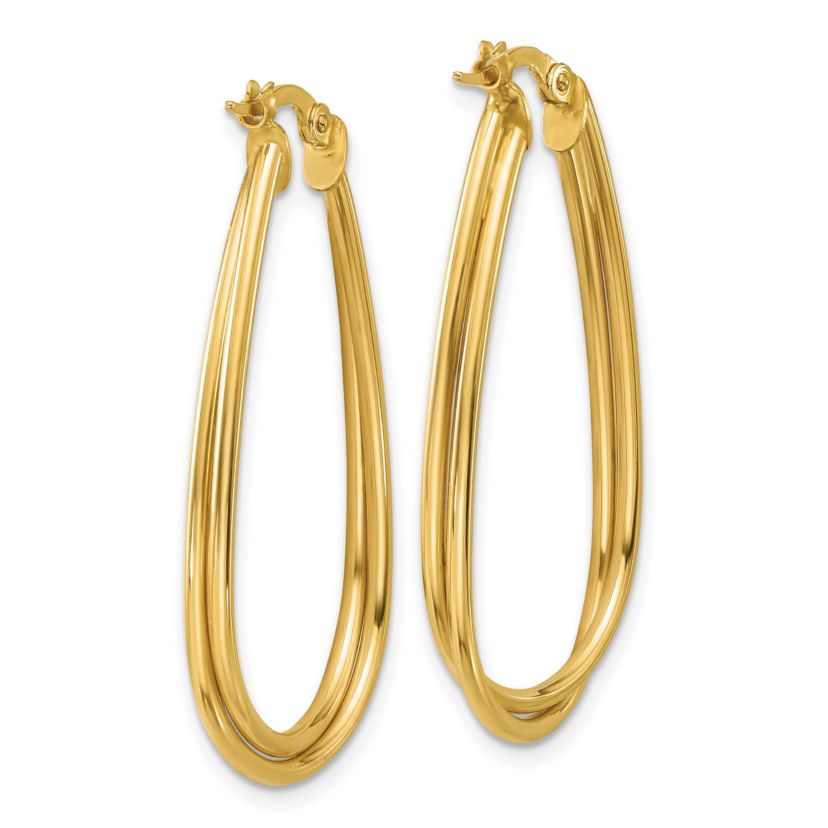 14K Yellow Gold Polished Twist Hoop Earrings