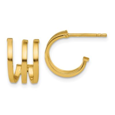 Belk & Co 14K Yellow Gold Polished 3-row Post J-hoop Earrings