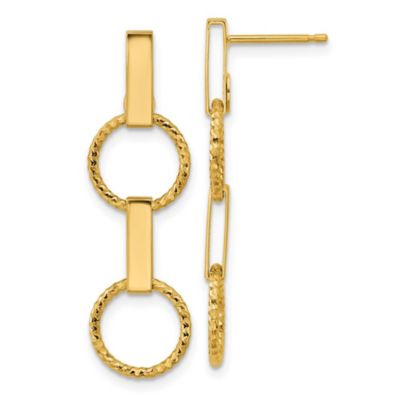 Belk & Co 14K Yellow Gold Polished and Diamond-cut Circle Dangle Post Earrings