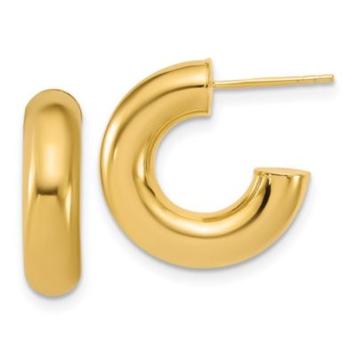 Belk & Co 14K Yellow Gold Polished J-Hoop Post Earrings