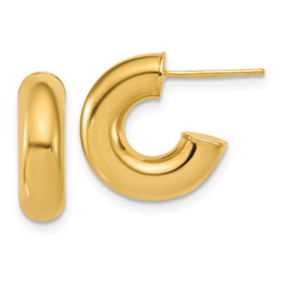Belk & Co 14K Yellow Gold Polished J-Hoop Post Earrings
