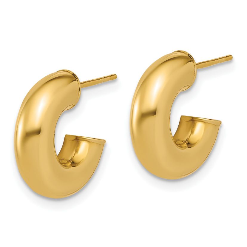 14K Yellow Gold Polished J-Hoop Post Earrings