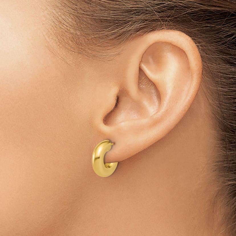 14K Yellow Gold Polished J-Hoop Post Earrings
