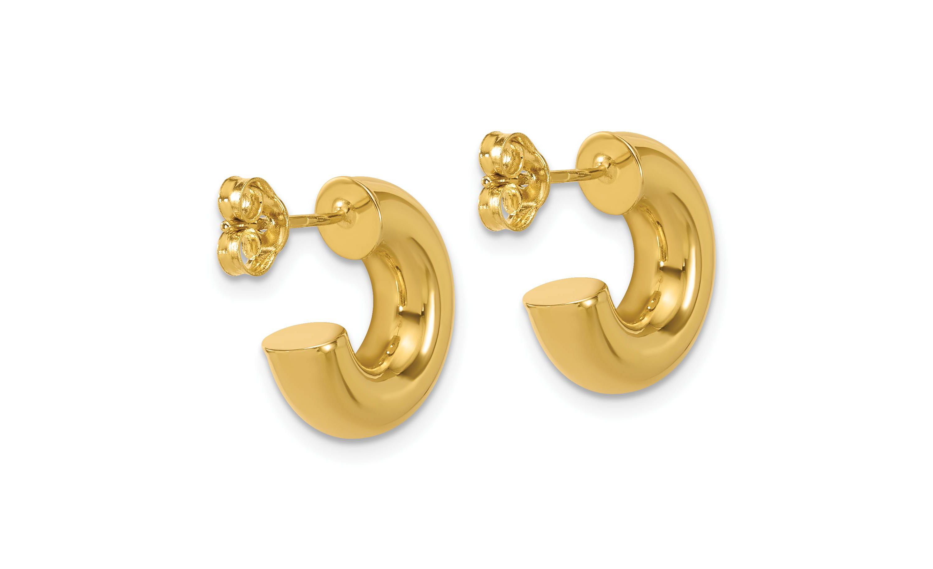 14K Yellow Gold Polished J-Hoop Post Earrings