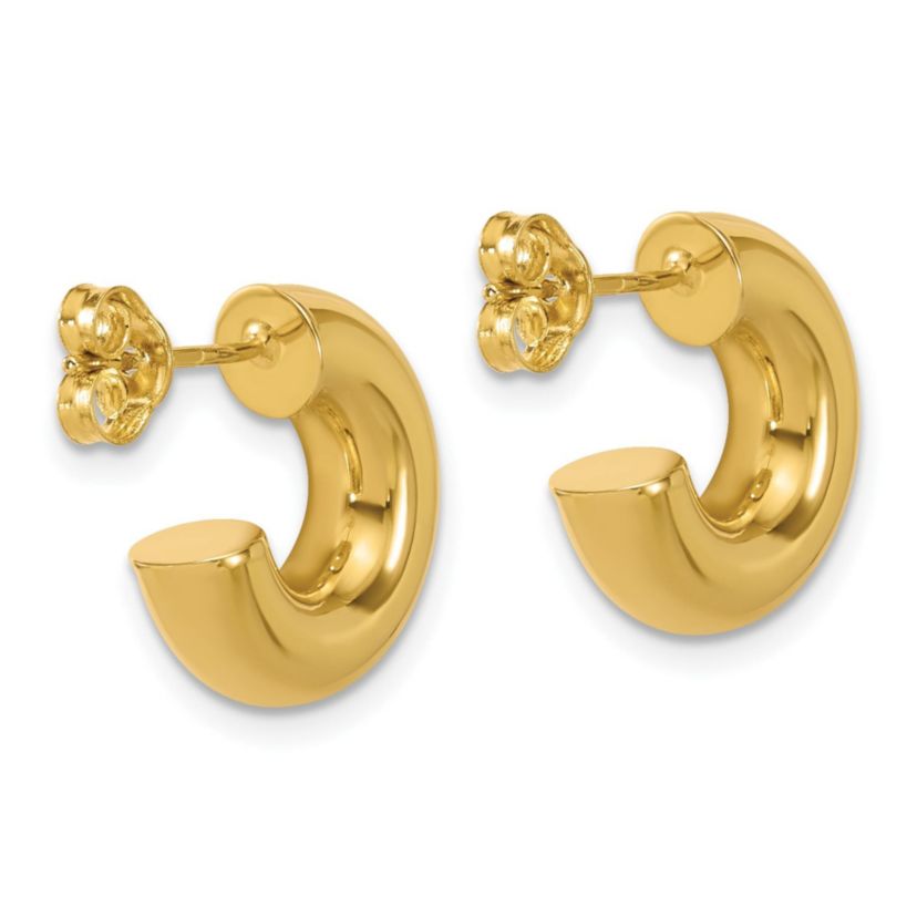 14K Yellow Gold Polished J-Hoop Post Earrings