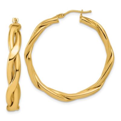 Belk & Co 14K Yellow Gold Polished Fancy Twist Round Hoop Earrings