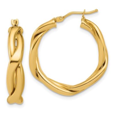 Belk & Co 14K Yellow Gold Polished Fancy Twist Round Hoop Earrings