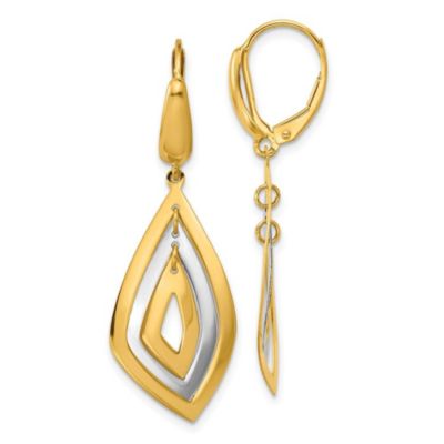 Belk & Co 14K Two-tone Polished Dangle Leverback Earrings