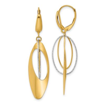 Belk & Co 14K Two-tone Polished and Diamond-cut Dangle Leverback Earrings