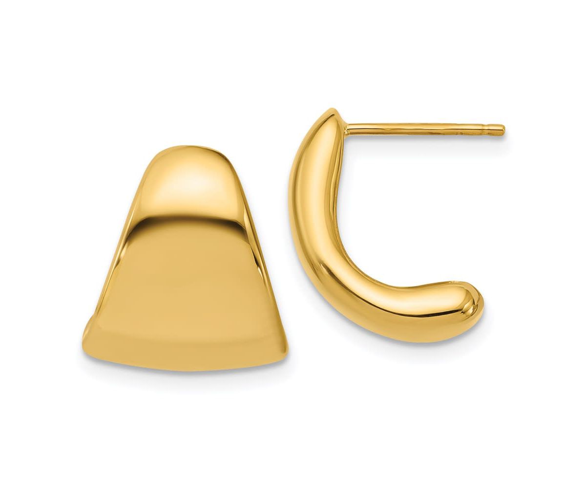 14K Yellow Gold Polished Curve Post Earrings