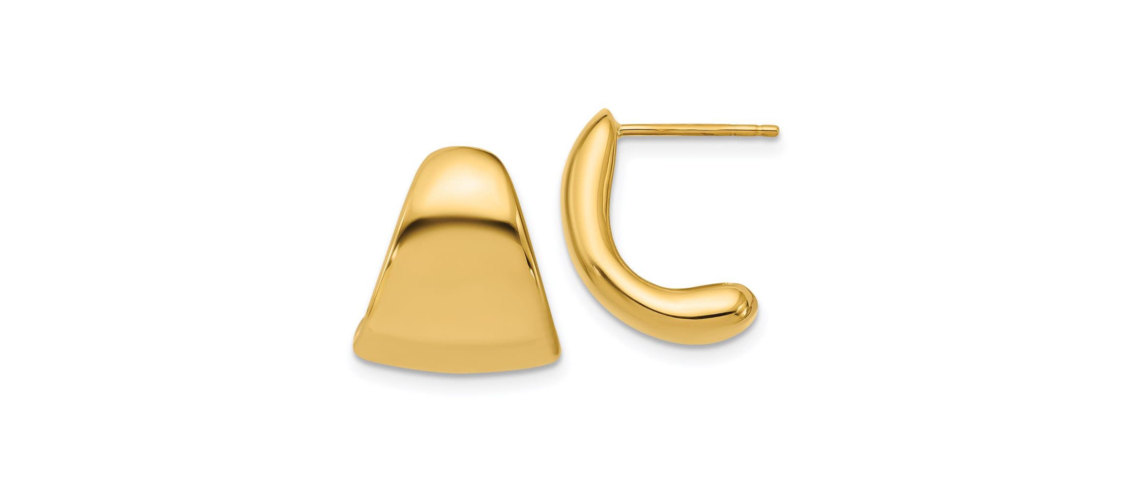 14K Yellow Gold Polished Curve Post Earrings