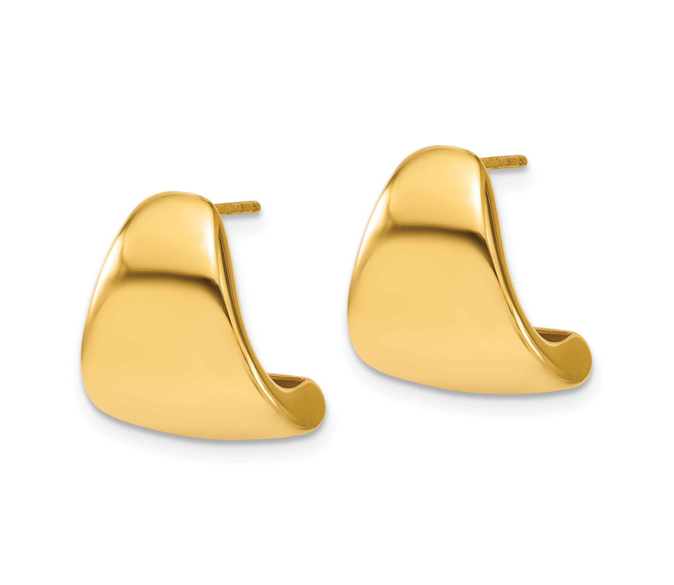 14K Yellow Gold Polished Curve Post Earrings