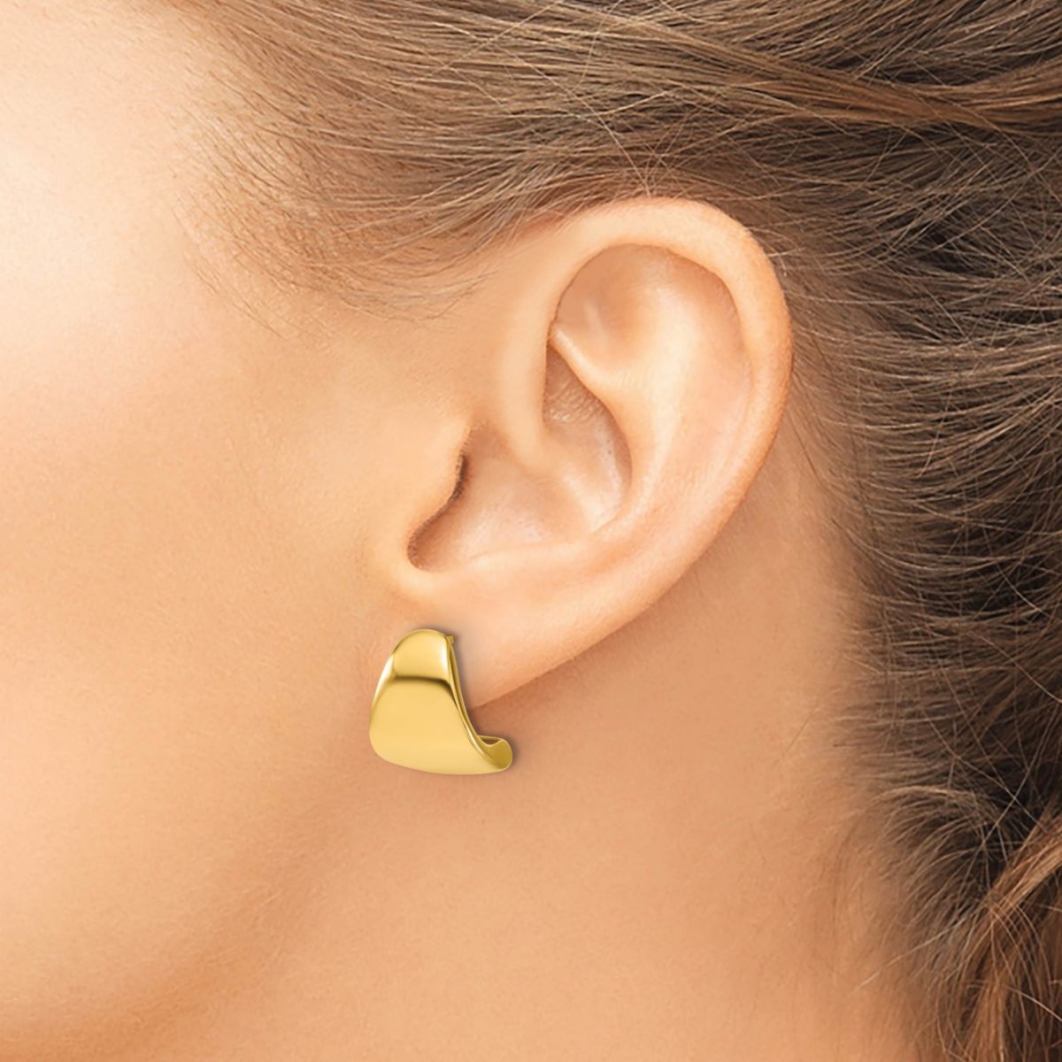14K Yellow Gold Polished Curve Post Earrings