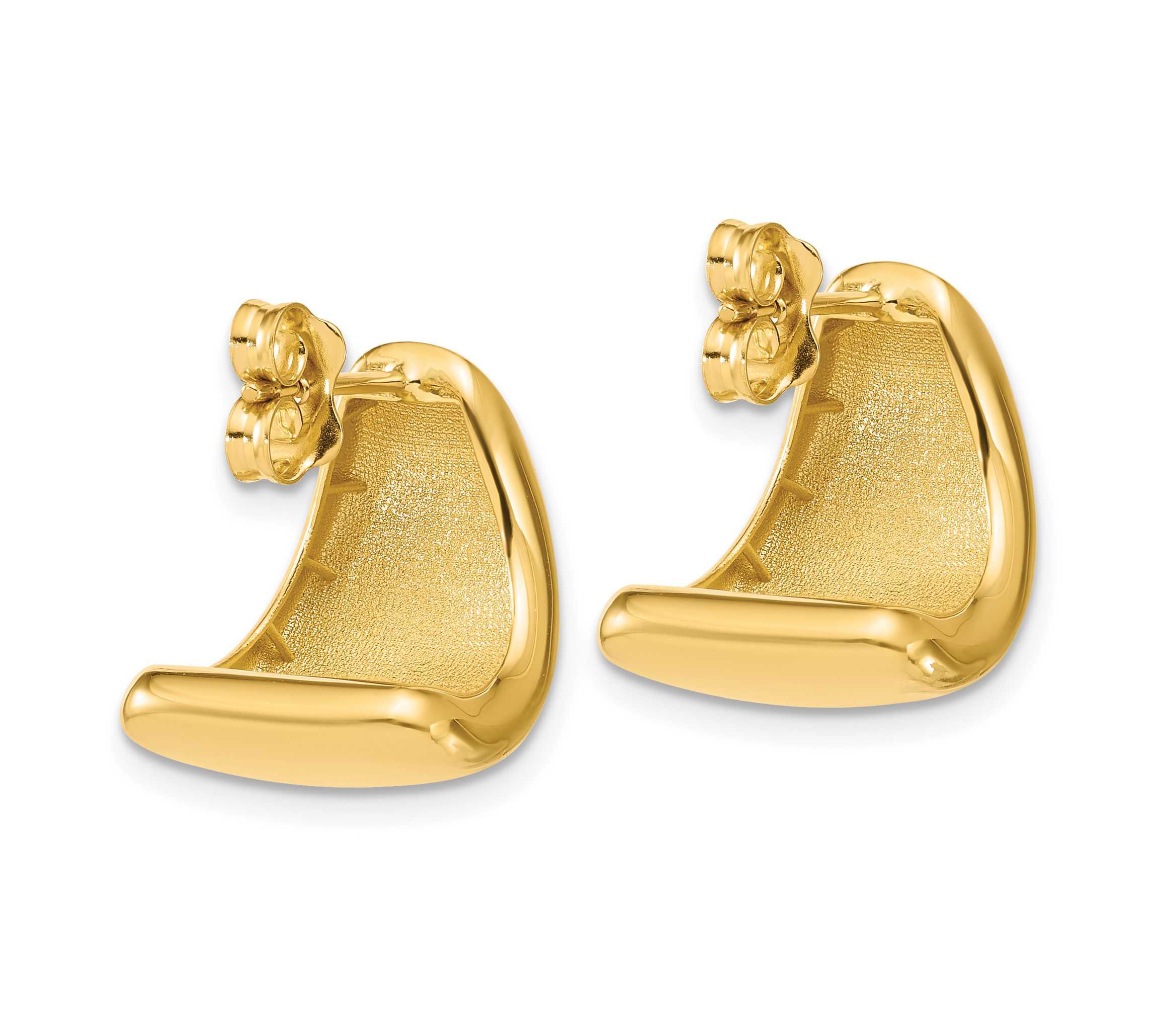 14K Yellow Gold Polished Curve Post Earrings