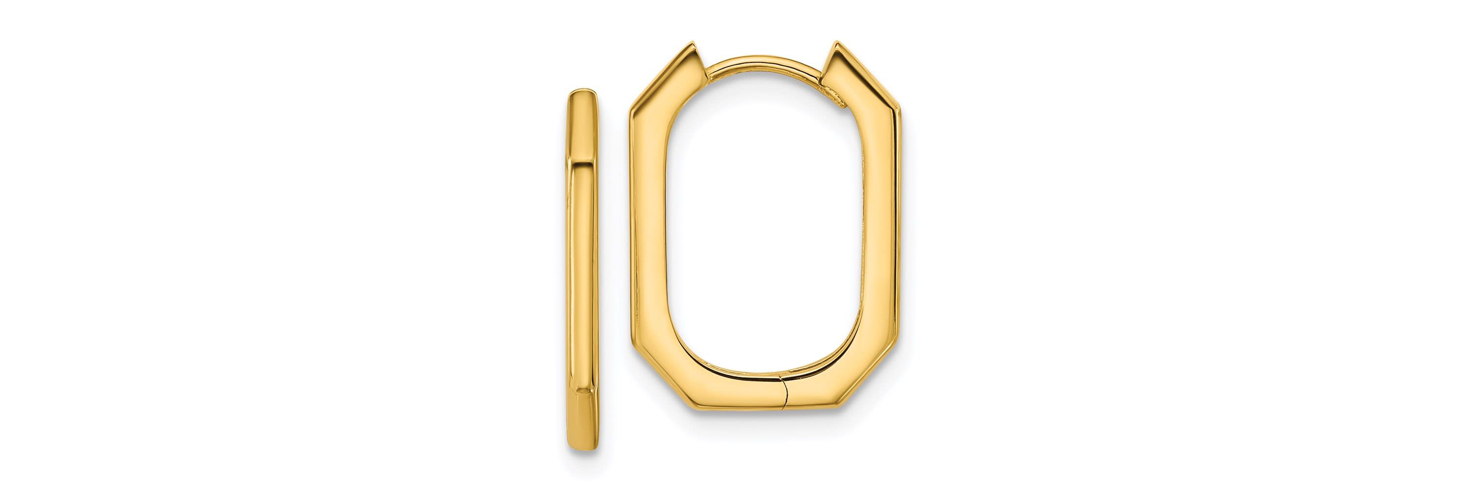 14K Yellow Gold Polished Hinged Hoop Earrings