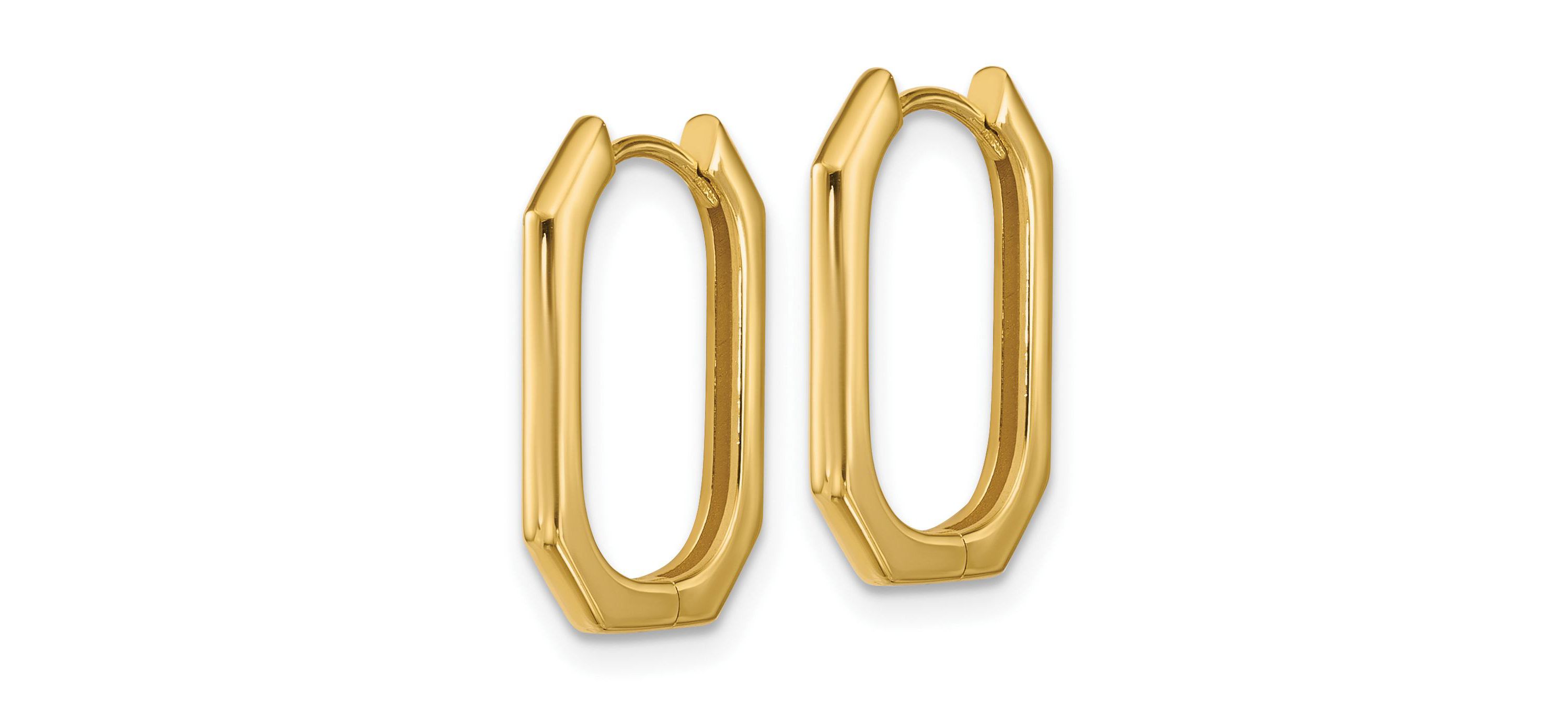 14K Yellow Gold Polished Hinged Hoop Earrings