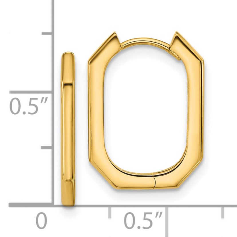 14K Yellow Gold Polished Hinged Hoop Earrings