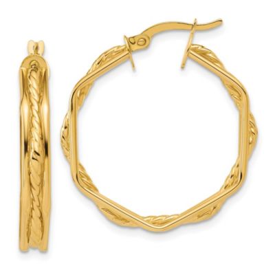 Belk & Co 14K Yellow Gold Polished and Twisted Hoop Earrings